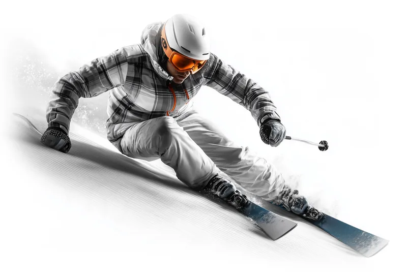 Skifahrer in der Kurve