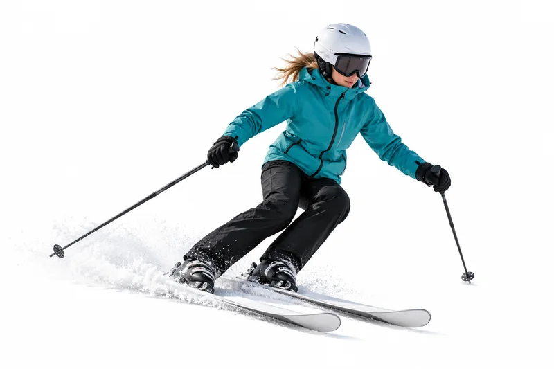 Skifahrerin in der Kurve